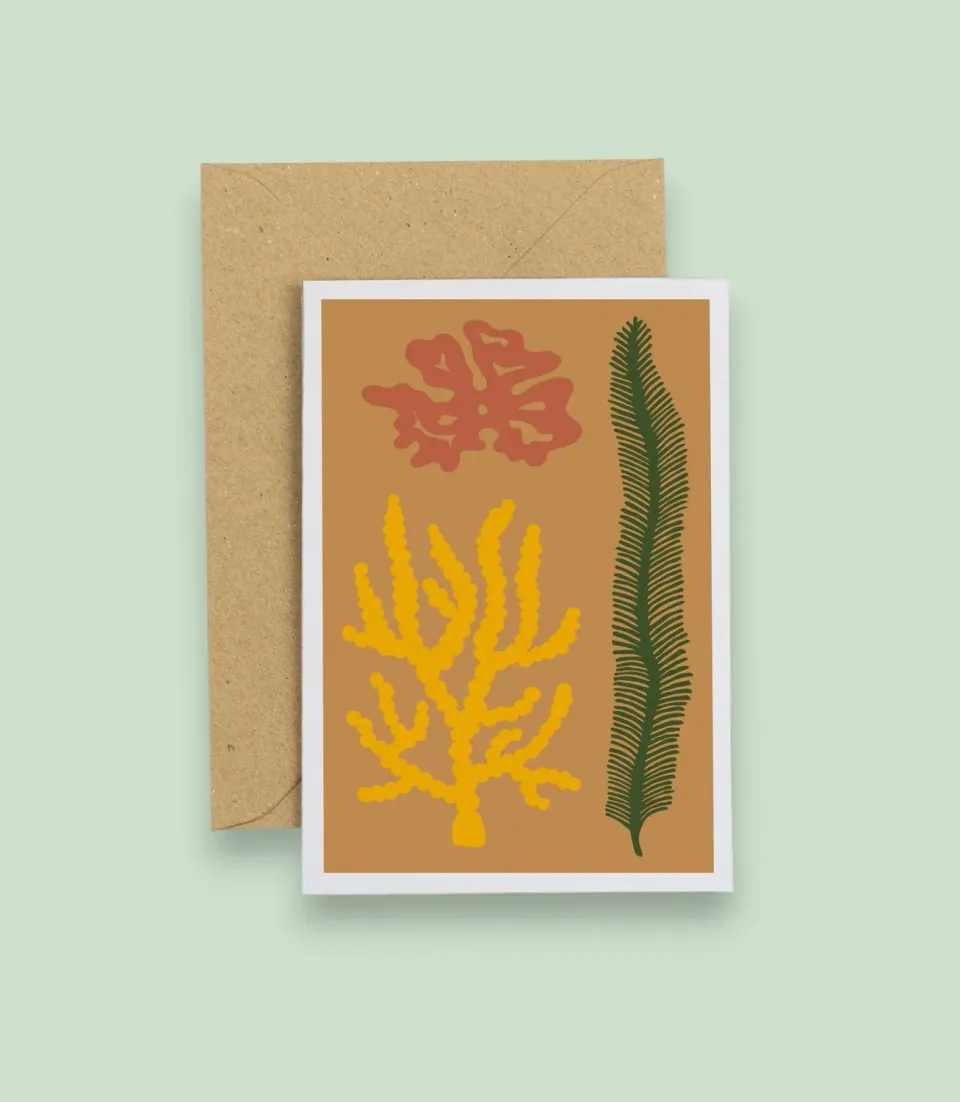 Studio Wald Seaweed A6 wenskaart mosterd seconds