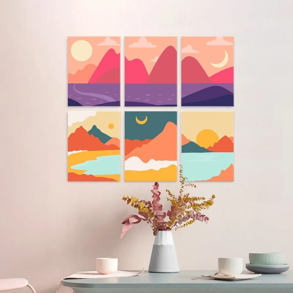 Figured'Art Mini Serie Bergtoppen Zonsondergang 15x20cm 6 stuks