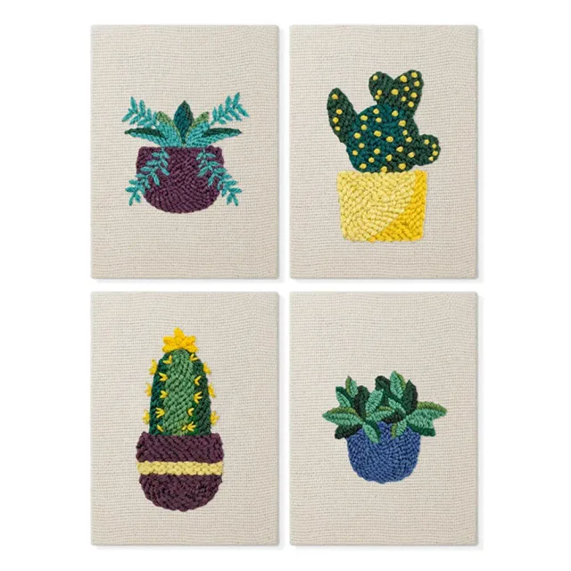 Figured'Art Punch Needle set Moderne Plantenpotten 4 stuks frames