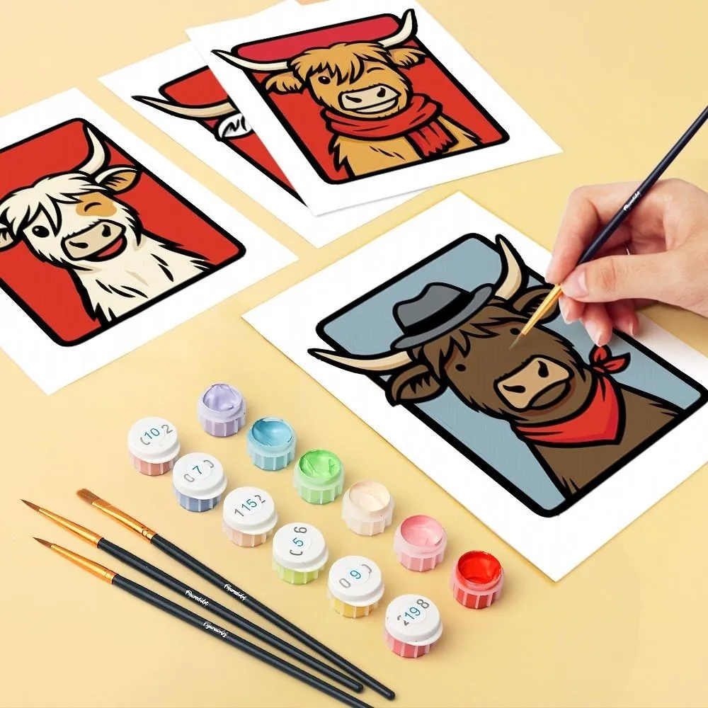 Figured'Art Mini De Moe Crew schilderen op nummer 15x20cm 6 stuks koeien