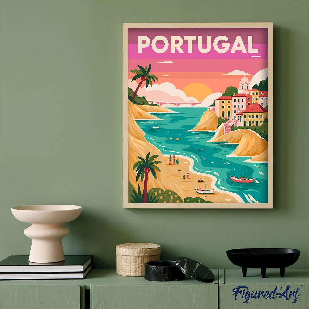 Figured'Art Reisposter Portugese oceaankust schilderen op nummer 40x50