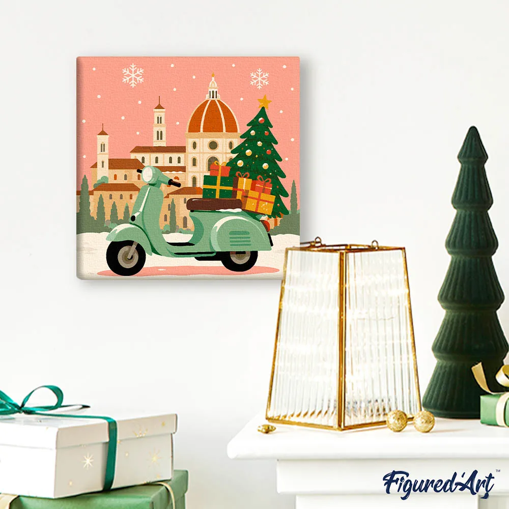 Figured'Art Kerstmis in Florence mini schilderen op nummer 20x20 cm