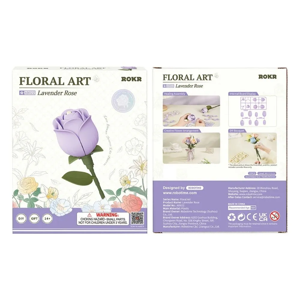 Figured'Art Lavendelkleurige Roos 3D Puzzel 37 Stukjes Bloem