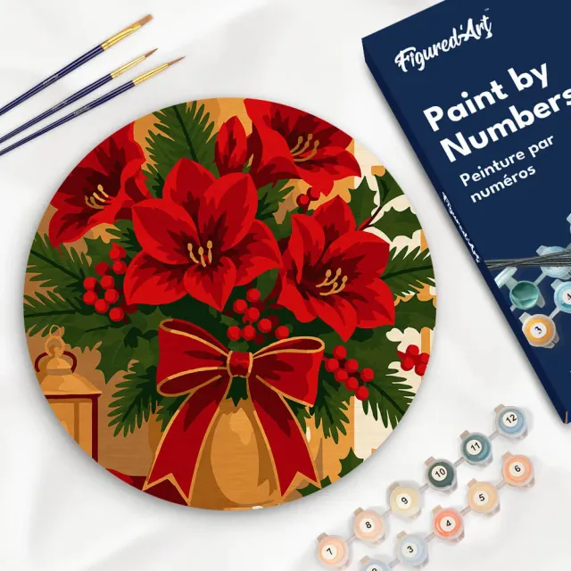 Figured'Art Kerststerren schilderen op nummer houten schijf 30cm gemiddeld