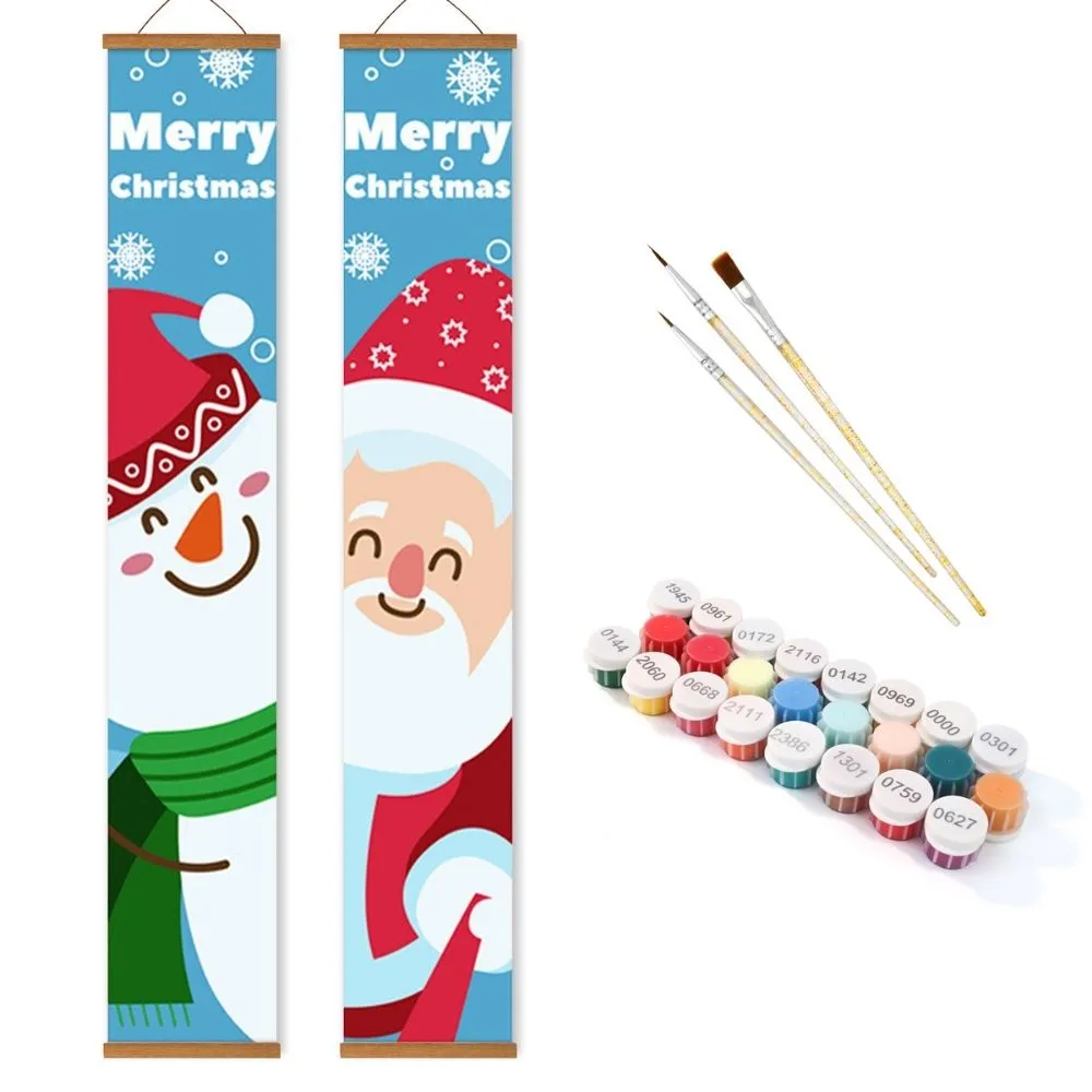 Figured'Art Blije Sneeuwman deur banners schilderen op nummer 2 stuks