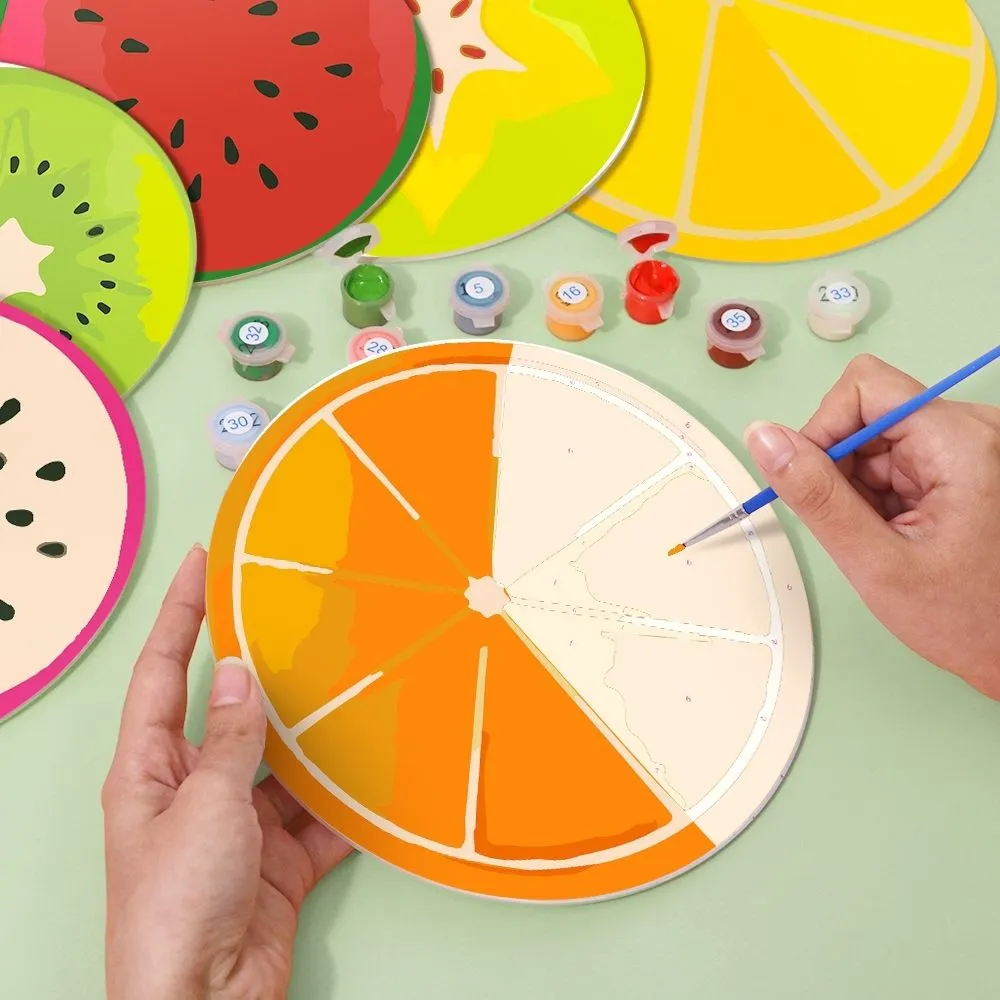 Figured'Art Gekleurde Fruitschijfjes schilderen op nummer placemats 6 stuks 20cm