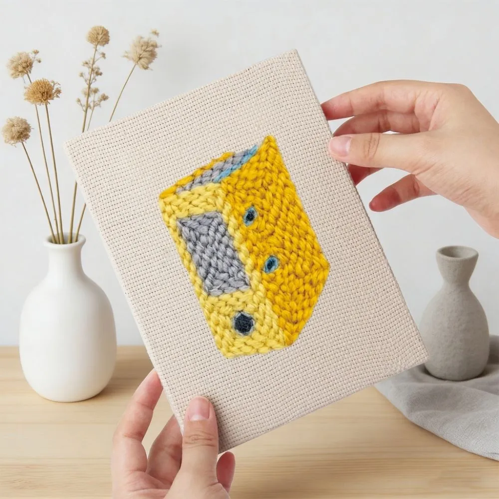 Figured'Art Kantoor en Bureau punch needle set 4 stuks met frame
