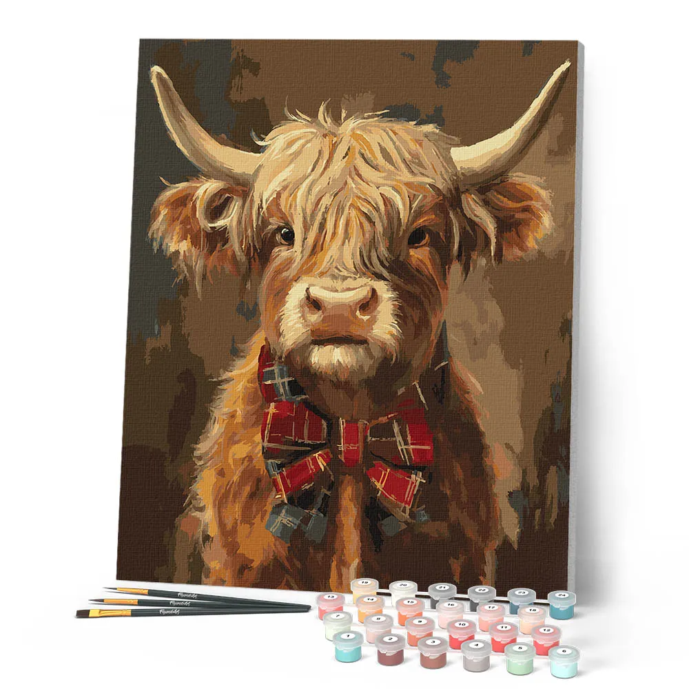 Figured'Art Mijnheer de Hooglander schilderen op nummer 40x50 cm koe