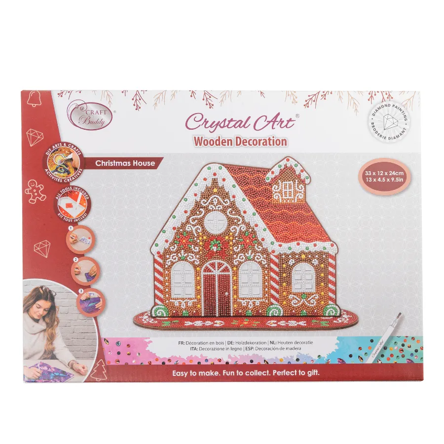 Craft Buddy Crystal Art Christmas House houten decoratie 33cm