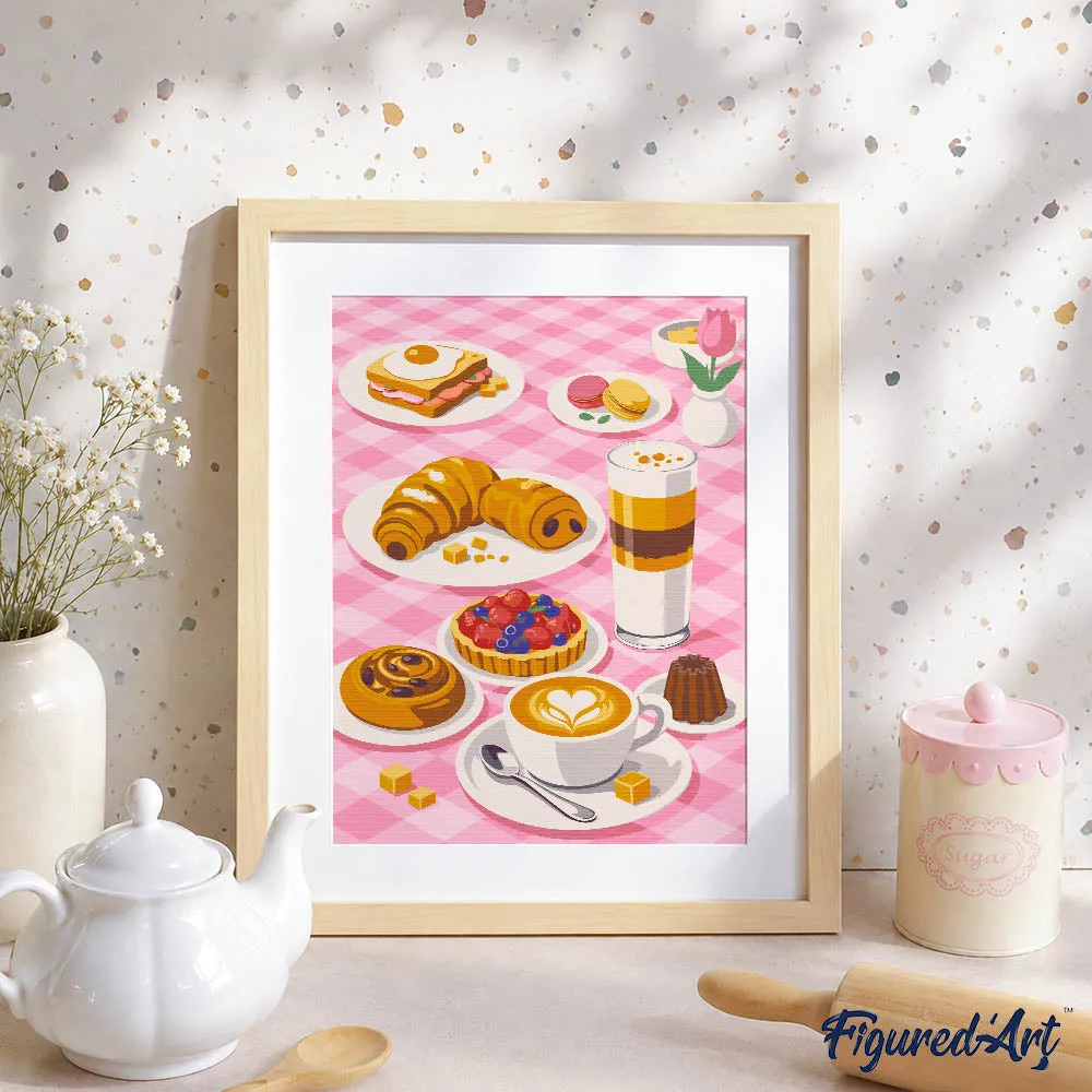 Figured'Art Zoet Ontbijt cadeauset schilderen op nummer 24,5x32,5 cm