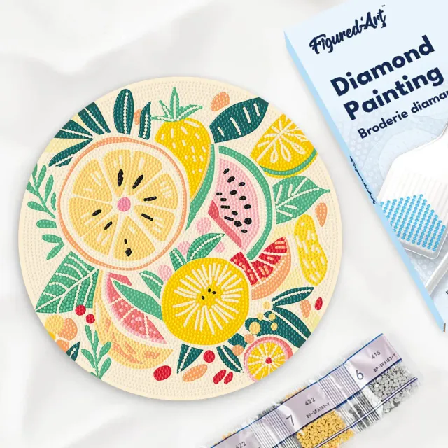 Figured'Art Vruchten diamond painting houten schijf 30 cm