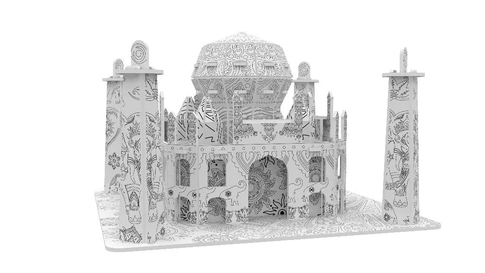 Craft Buddy Taj Mahal 3D kleurpuzzel 19cm met stiften