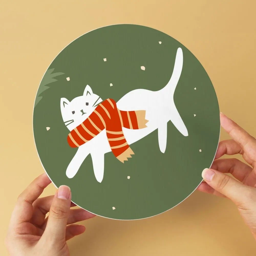 Figured'Art Mini Serie Kersthoekje van de kat schilderen op nummer 6x Ø20cm
