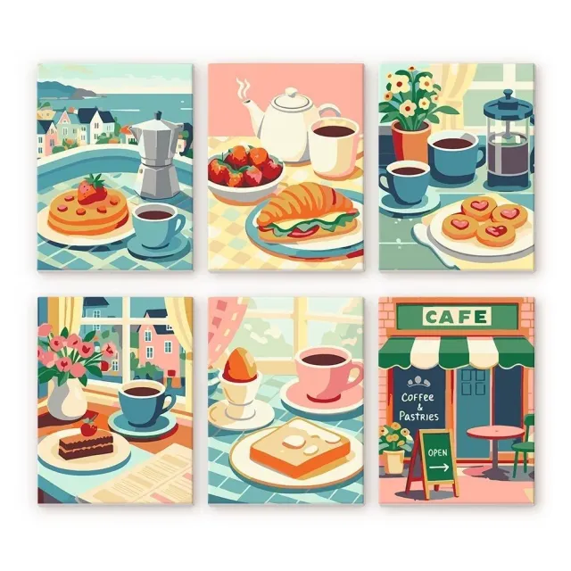 Figured'Art Mini Café Genot schilderen op nummer 6x 15x20 cm