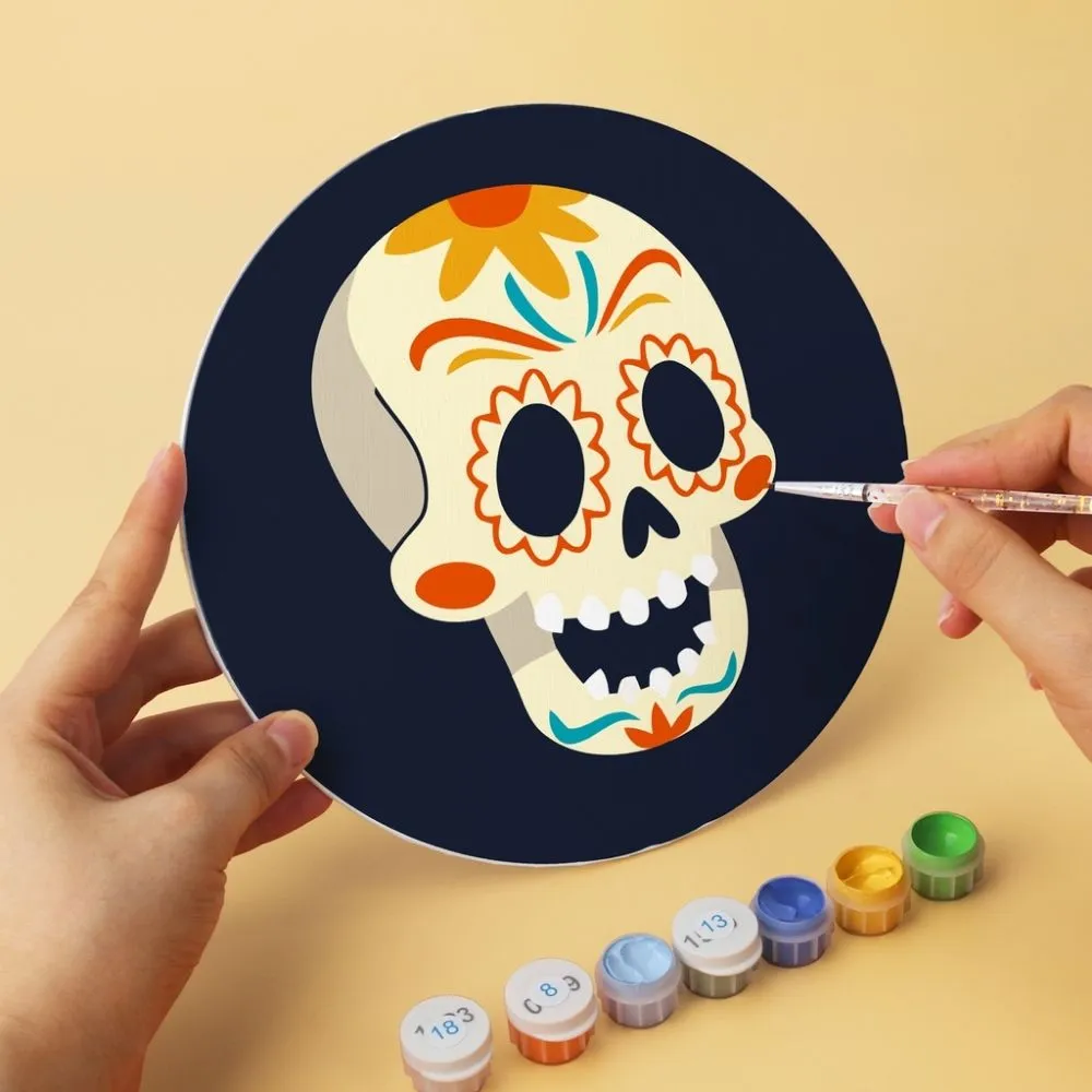 Figured'Art Día de los Muertos schilderen op nummer Ø20 cm set van 6 rond
