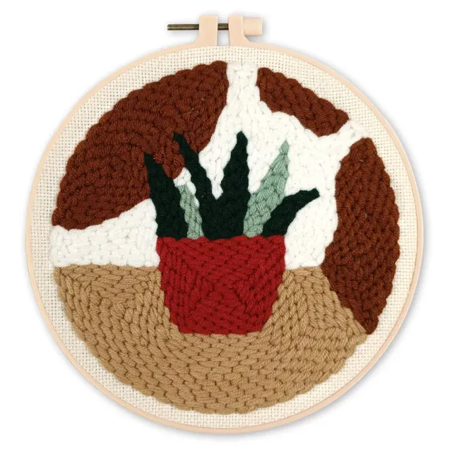 Figured'Art Plant in rode pot punch needle pakket 20cm