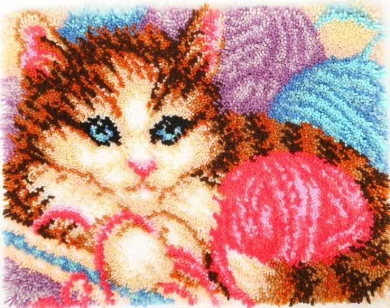Craft Buddy Playful Cat knoopkleed pakket 48x64 kat