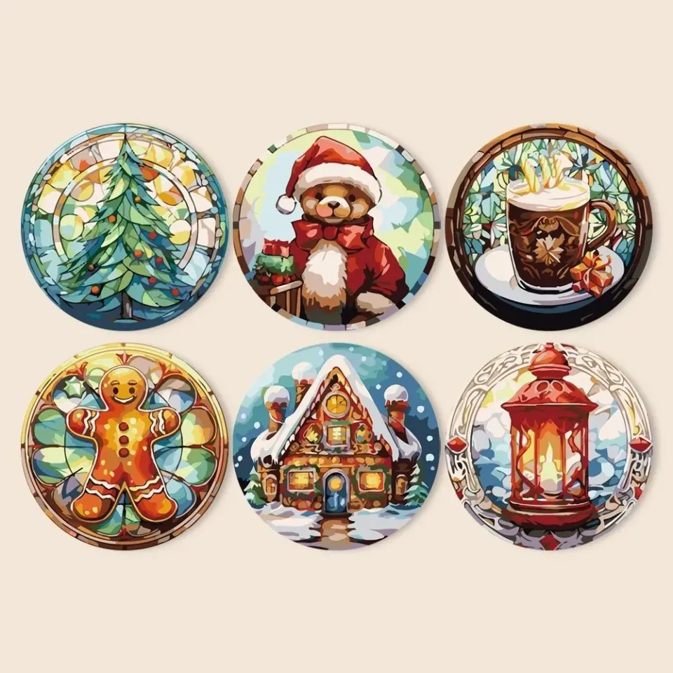 Figured'Art Peperkoekhuis schilderen op nummer placemats 20cm 6 stuks
