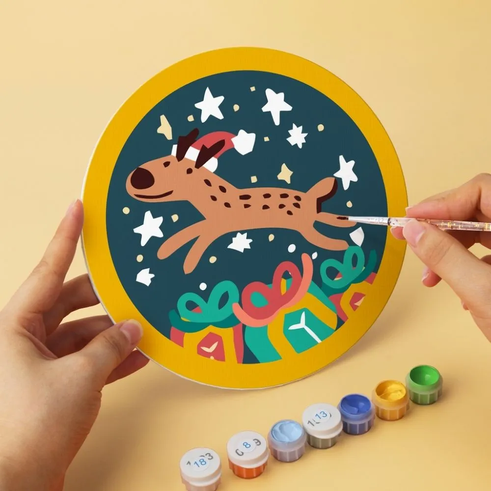 Figured'Art Kleurrijke Kerst Schilderen op Nummer Ø20cm 6 Stuks
