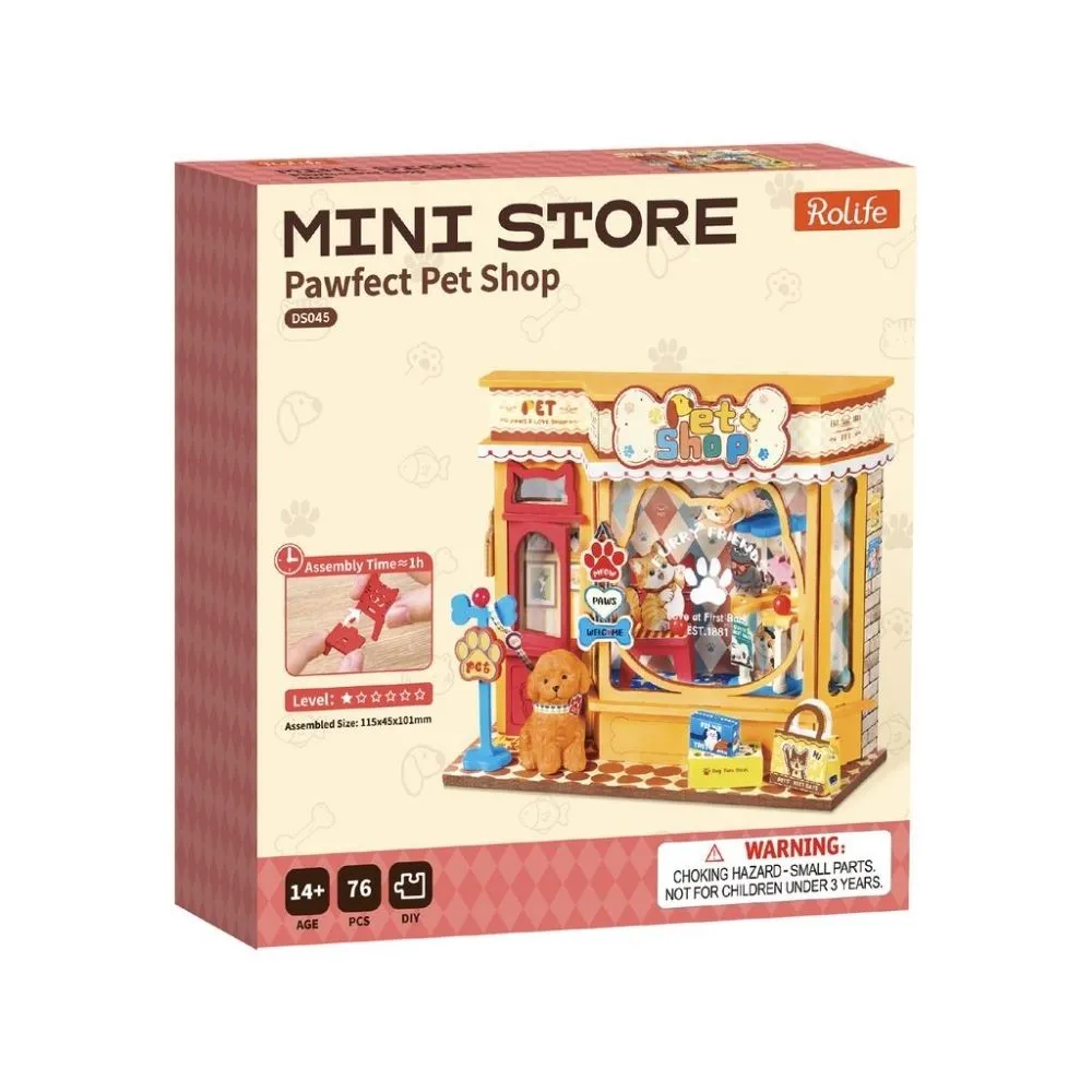 Figured'Art Pawfect dierenwinkel miniatuurhuisje 3D puzzel 76 delen