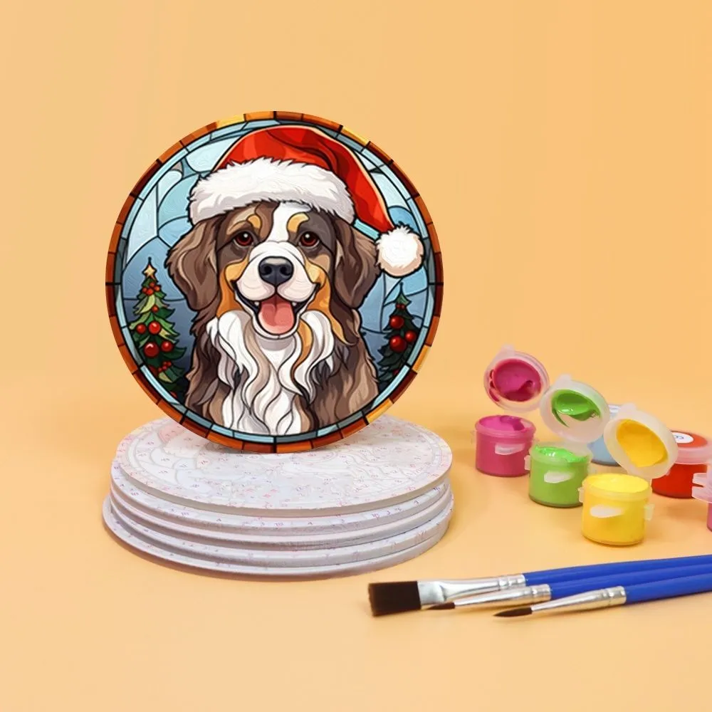 Figured'Art Kerstwezens schilderen op nummer onderzetters 10 cm 6x