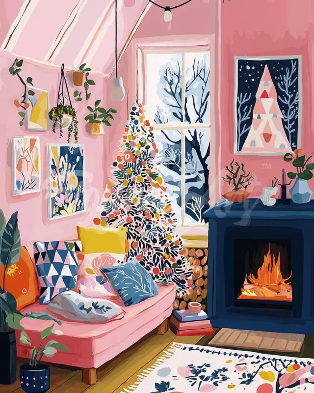 Figured'Art Artistiek Feesthoekje diamond painting kerst vierkant/rond