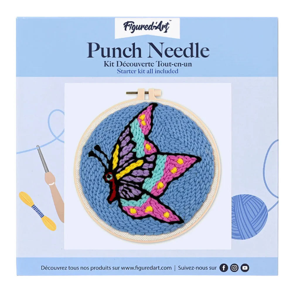 Figured'Art Vlinder punch needle pakket 20x20cm wol
