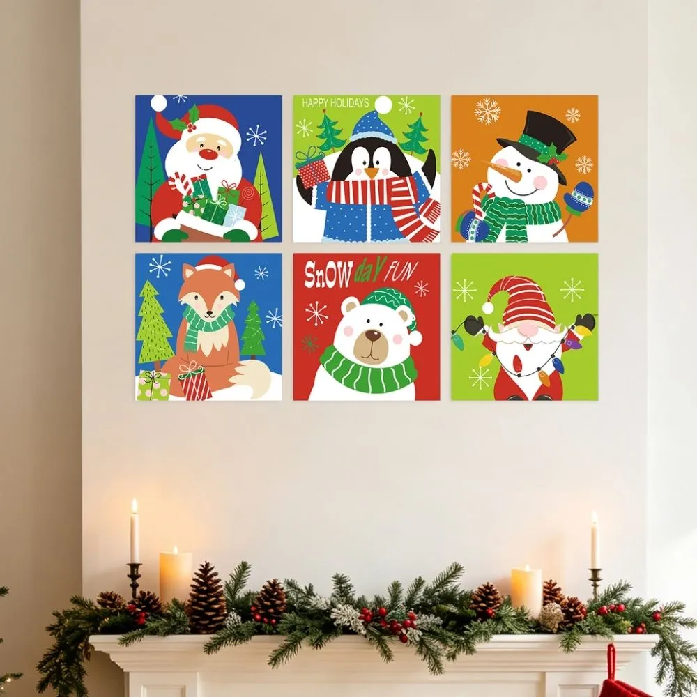 Figured'Art Mini Serie Kersticonen Schilderen op Nummer 20x20 cm 6 stuks