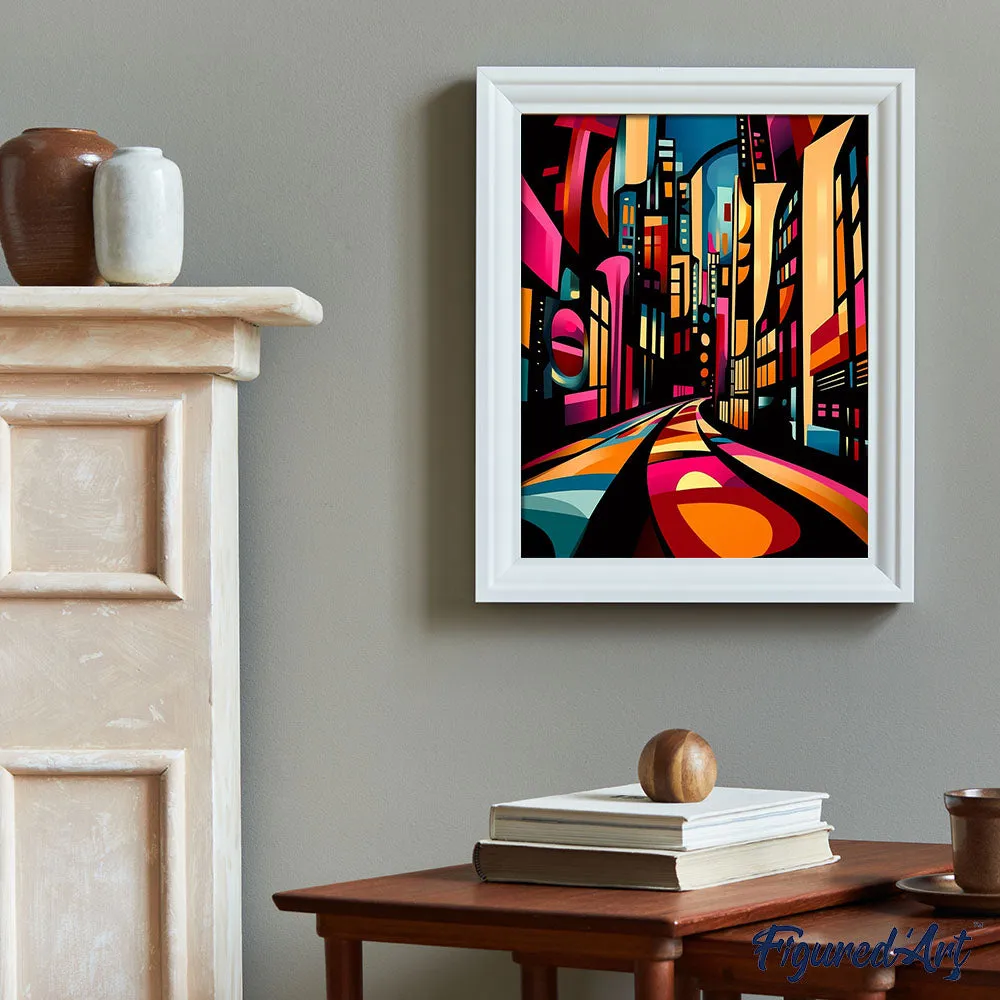 Figured'Art Gedurfd Abstract Nachtstad schilderen op nummer eenvoudig