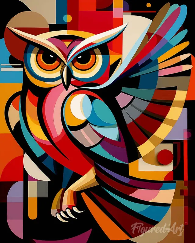 Figured'Art Gedurfd Abstract Nachtuil diamond painting 40x50 cm