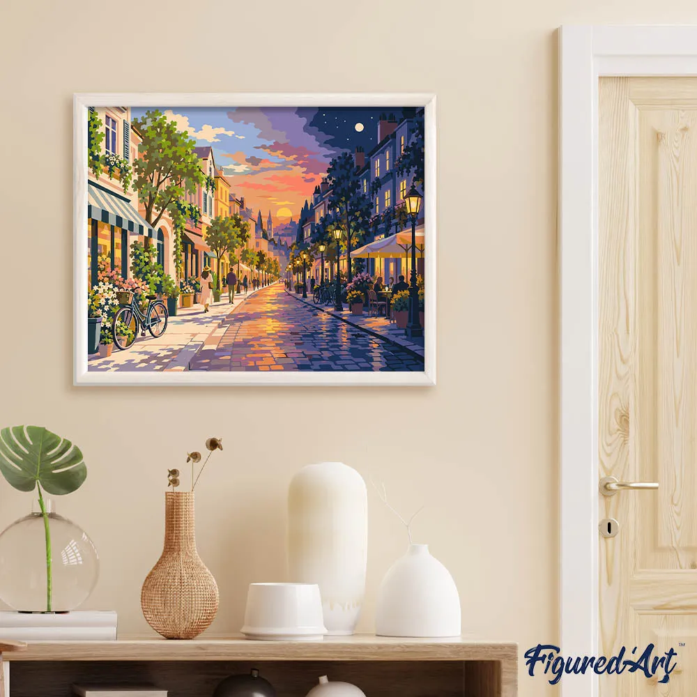 Figured'Art Van Dag tot Nacht in de Stad schilderij op nummer 40x50cm