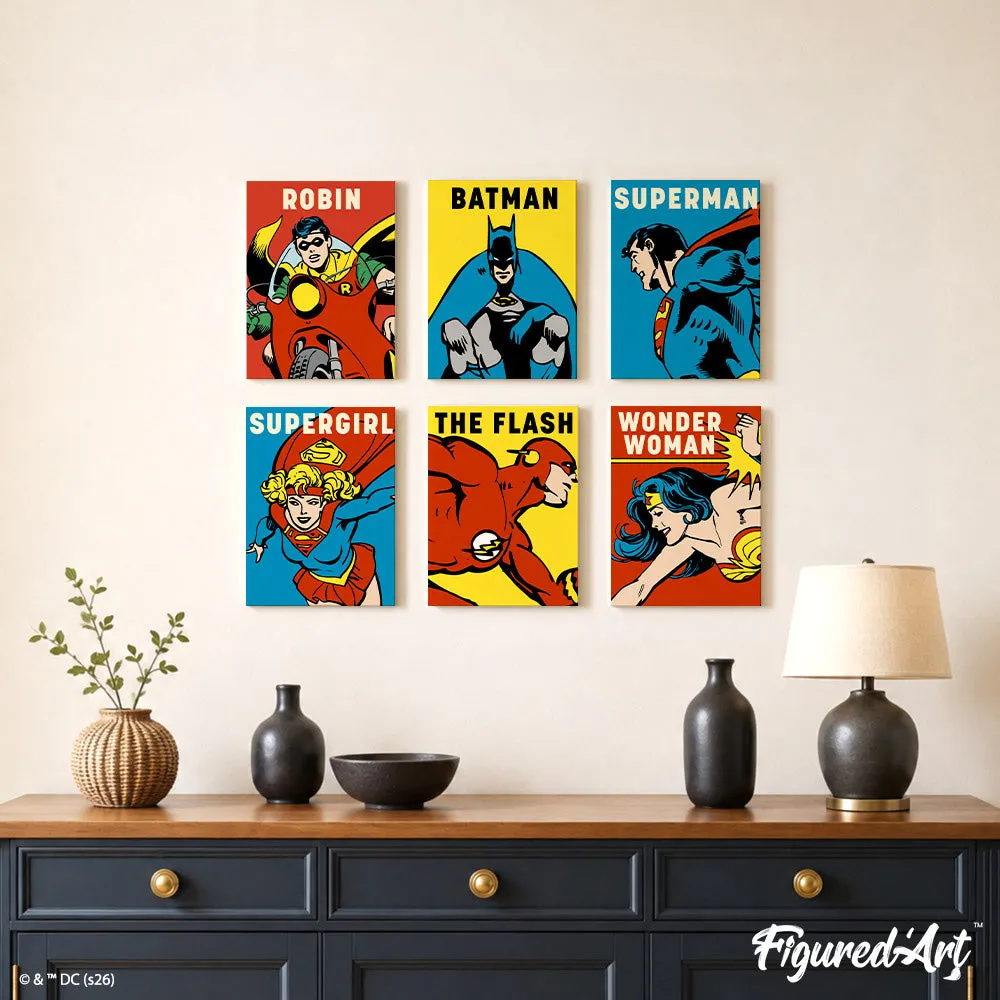 Figured'Art DC Helden mini schilderen op nummer 15x20cm 6 stuks