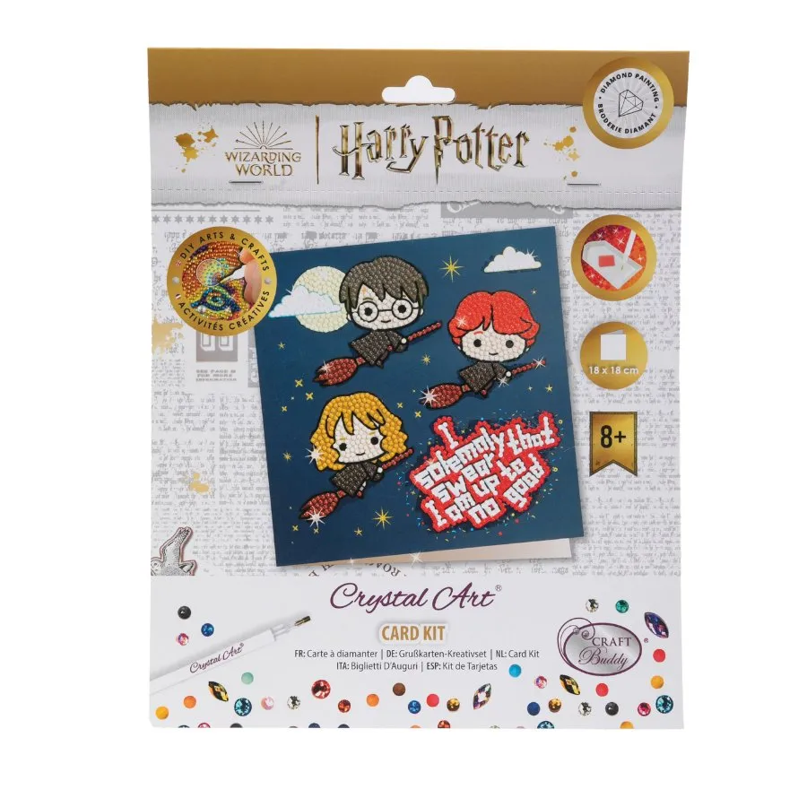 Craft Buddy Crystal Art Harry Potter Flying High kaart 18x18cm