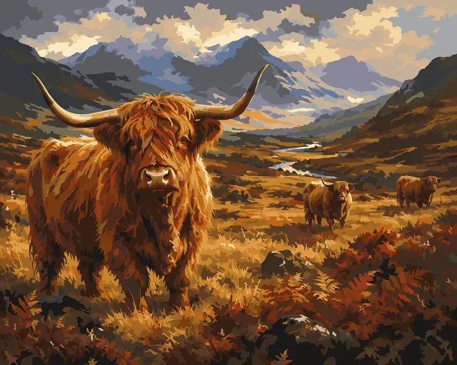 Figured'Art Hooglander in het Glen schilderen op nummer 40x50 cm gevorderd