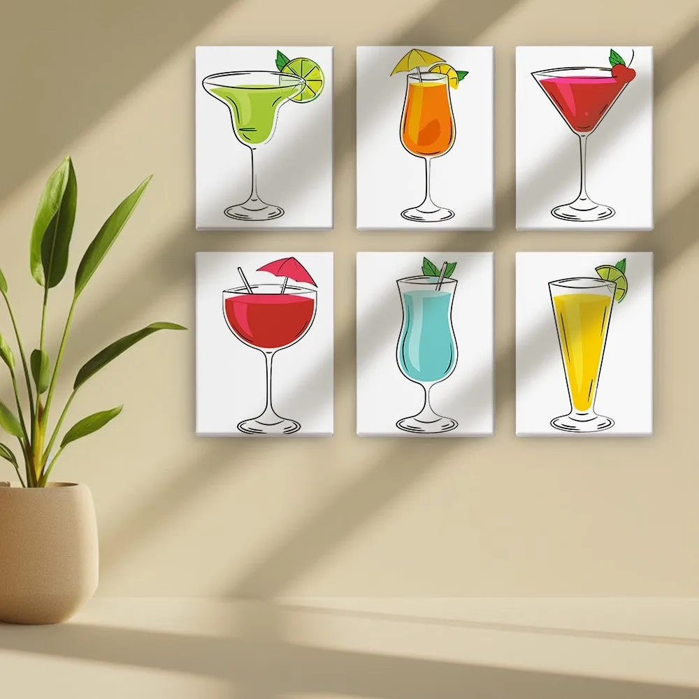 Figured'Art Klassieke Cocktails schilderen op nummer 15x20 cm 6 stuks