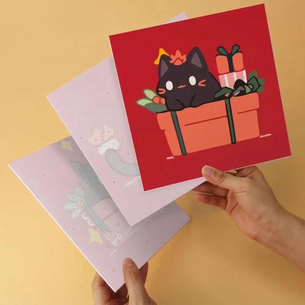 Figured'Art Vrolijke kleine katten mini schilderen op nummer 6 stuks