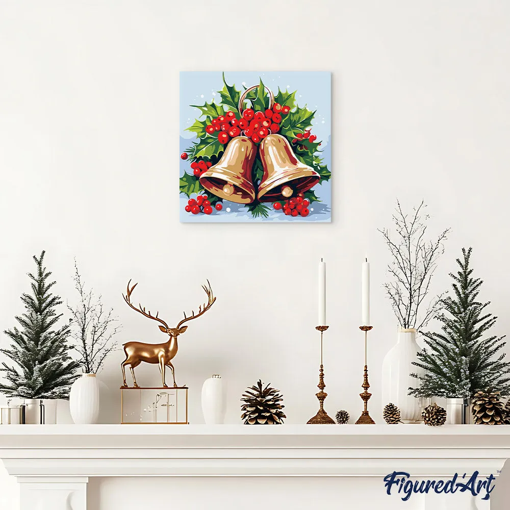 Figured'Art Kerstklokken schilderen op nummer mini 20x20 cm