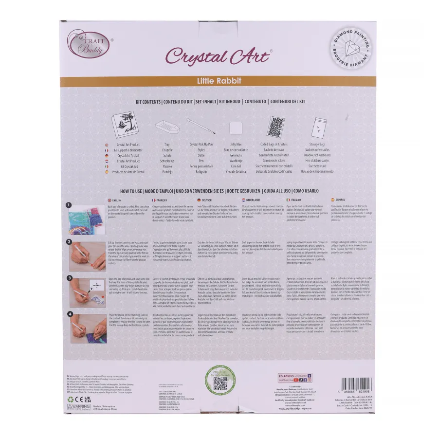 Craft Buddy Crystal Art Little Rabbit canvas 40x50 cm full crystal