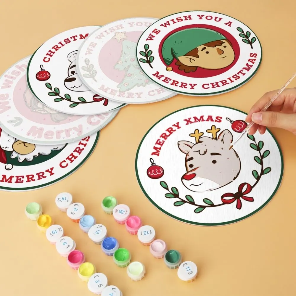 Figured'Art Mini Serie Vintage kerstzegels schilderen op nummer 6x Ø20cm rond