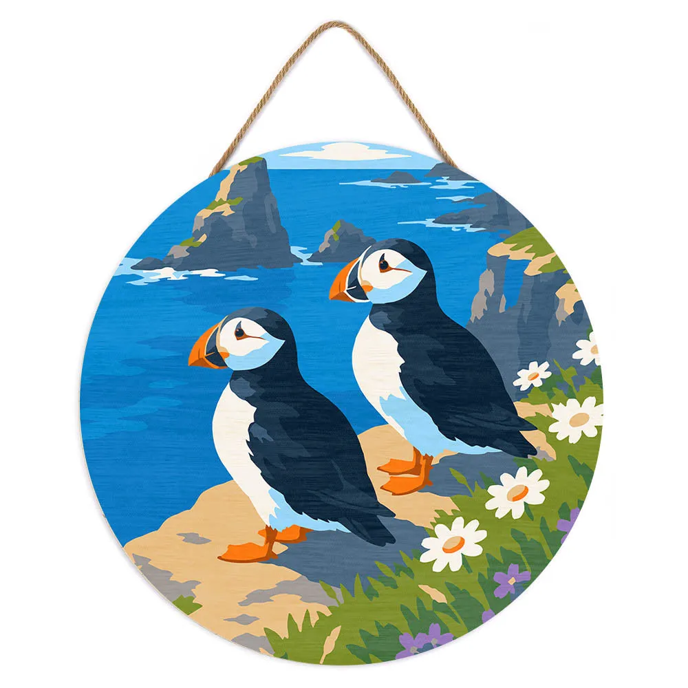 Figured'Art Houten Schijf Papegaaiduiker schilderen op nummer 30 cm vogel