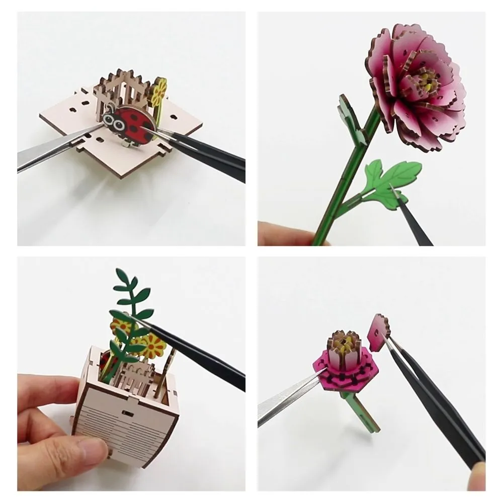 Figured'Art Pioenroos 3D puzzel hout 83 stukjes