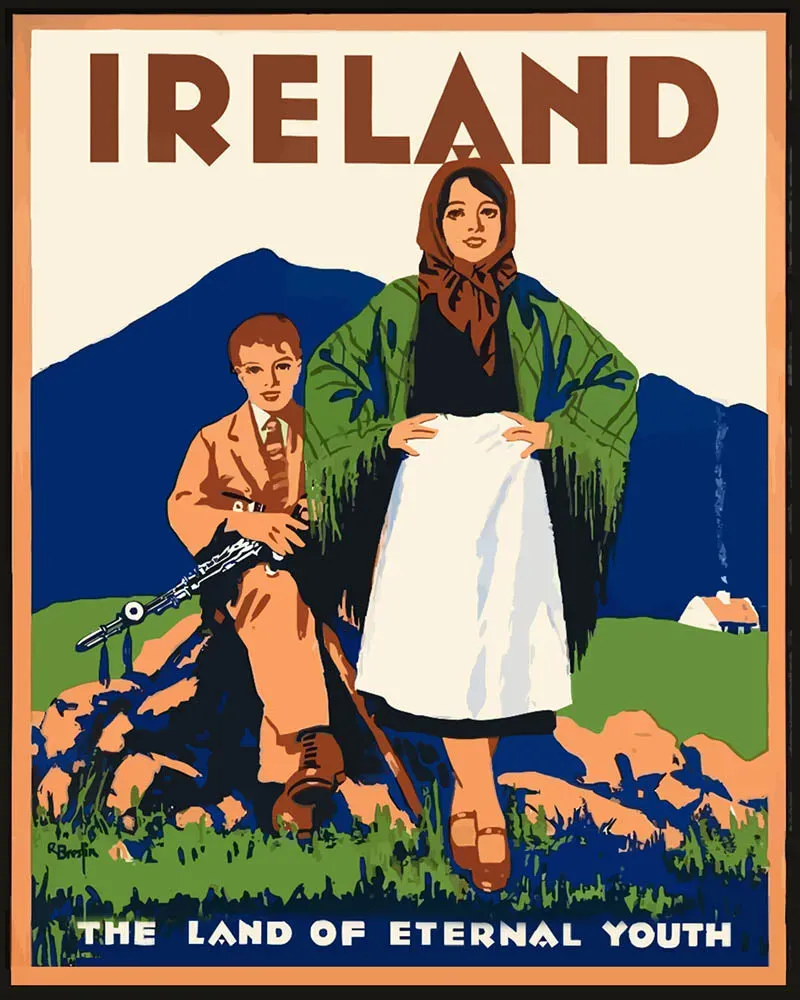 Figured'Art Eeuwig Ierland schilderen op nummer 40x50cm vintage poster
