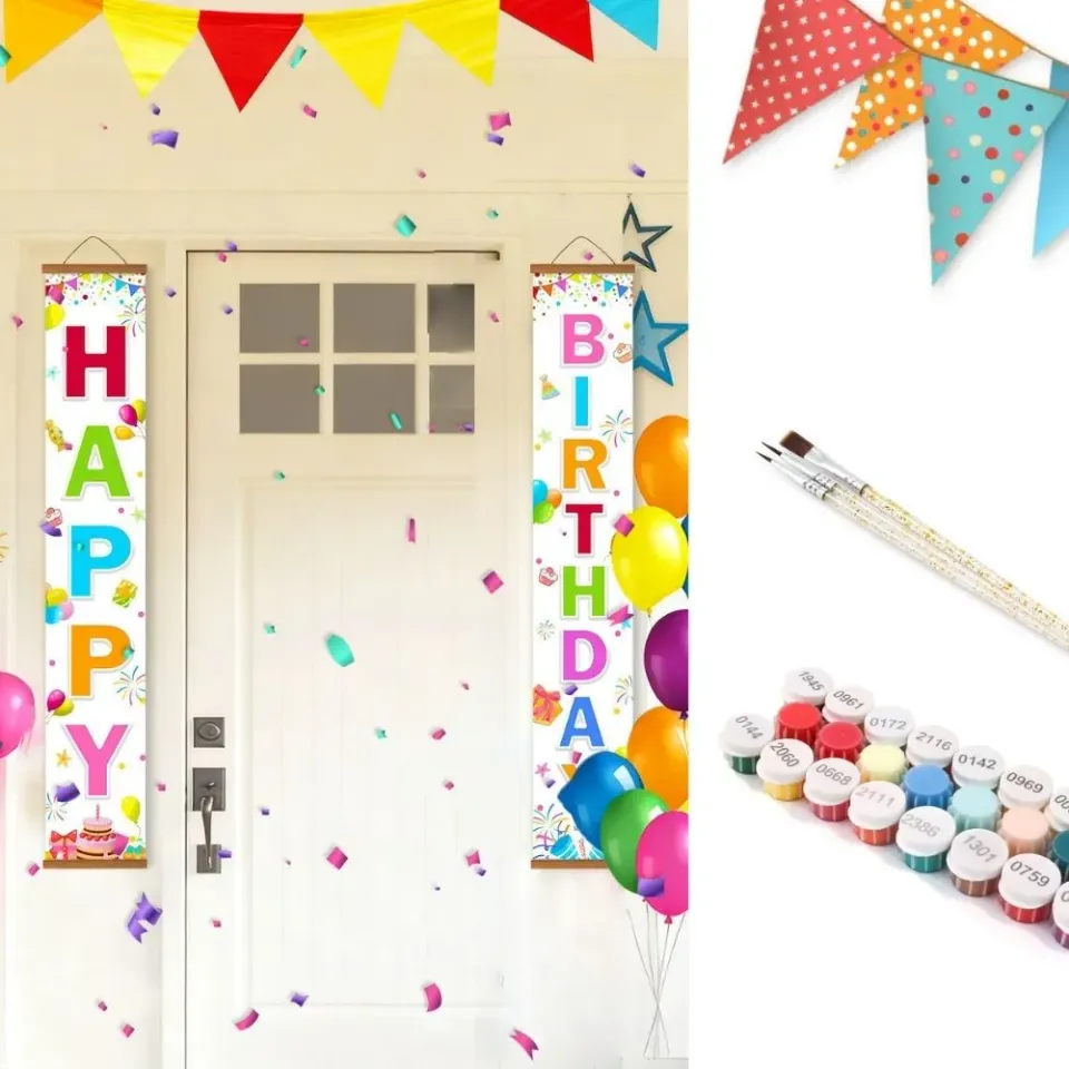 Figured'Art Feestelijke Slinger deur banner schilderen op nummer 20x120cm