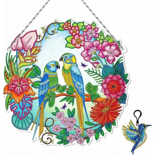 Figured'Art Vogels deurhanger diamond painting 28x28 cm LED