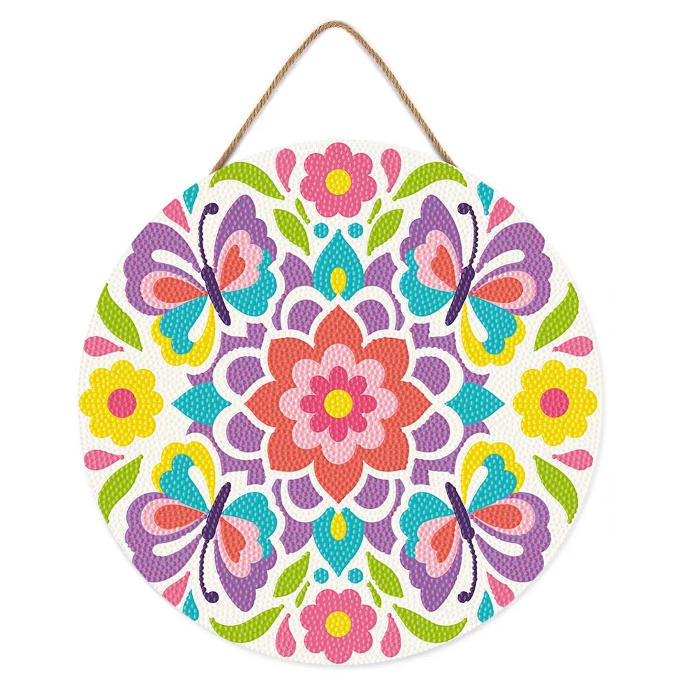 Figured'Art Vlindermandala diamond painting houten schijf 30cm full drill