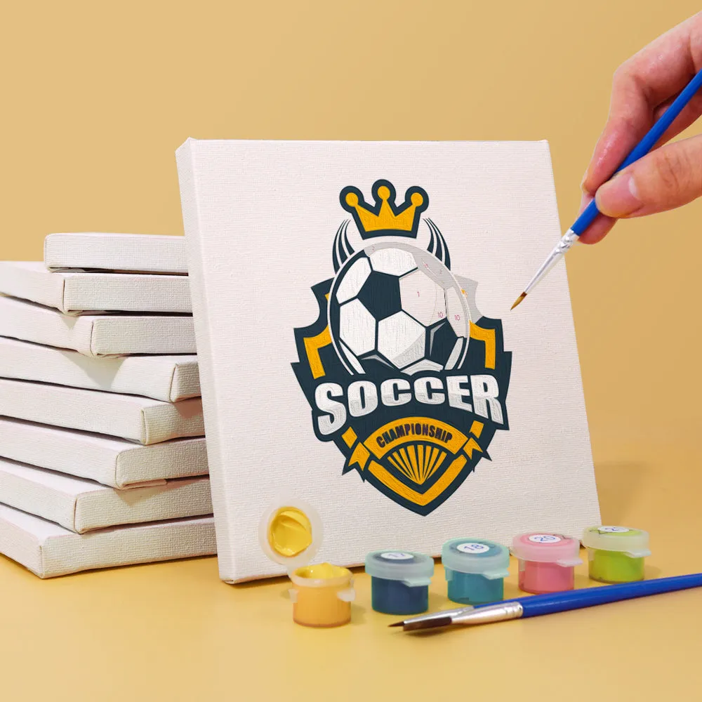 Figured'Art Mini Voetbal Logo Serie schilderen op nummer 15x15cm 6 stuks