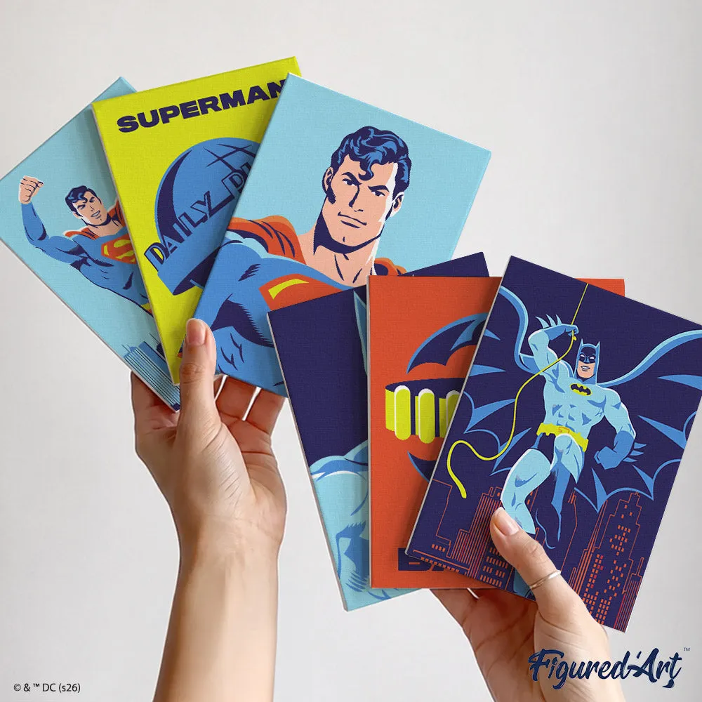 Figured'Art Batman en Superman schilderen op nummer 15x20 cm set van 6