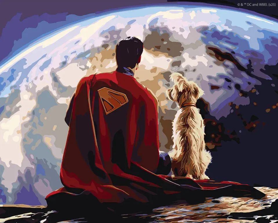 Figured'Art Superman en Krypto schilderen op nummer 40x50cm DC collector box