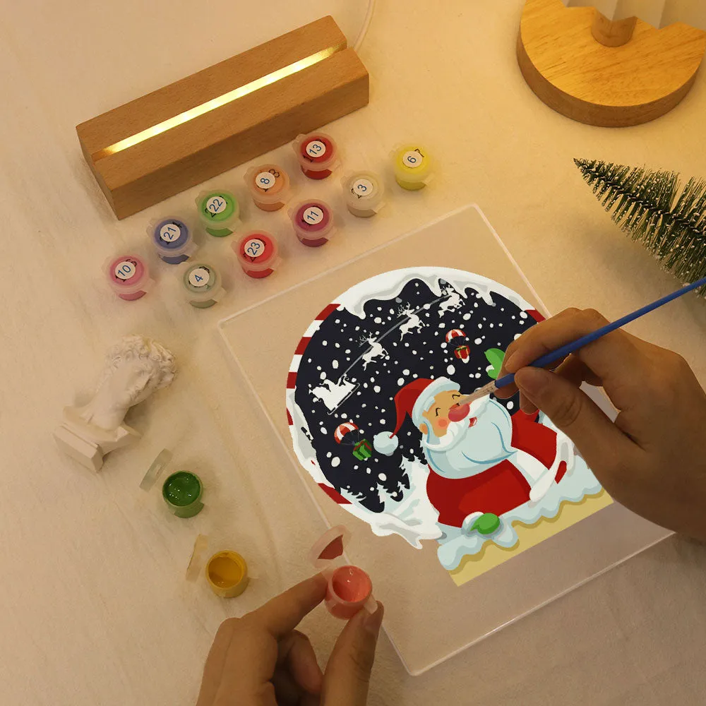 Figured'Art Kerstman 06 schilderen op nummer 15x20cm met LED
