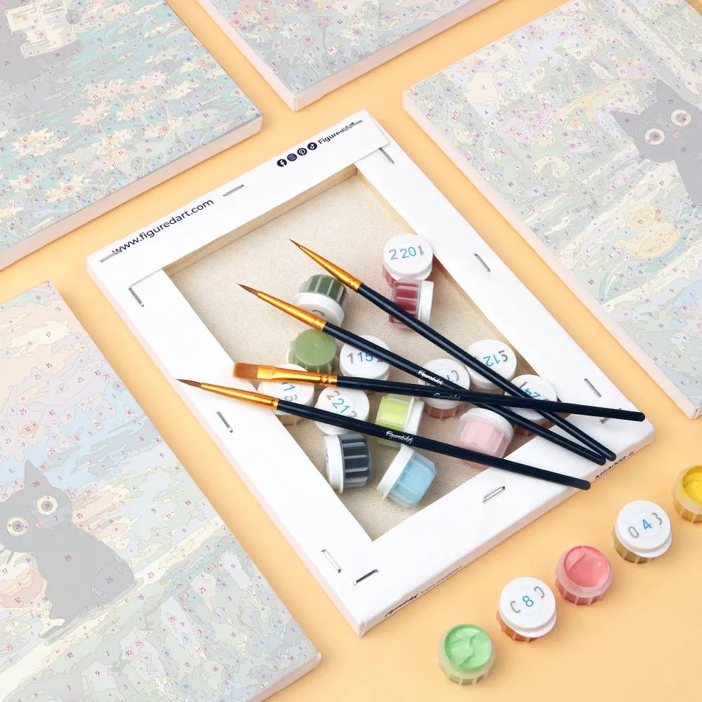 Figured'Art Mini Kat in Claude Monet-stijl schilderen op nummer 6 stuks